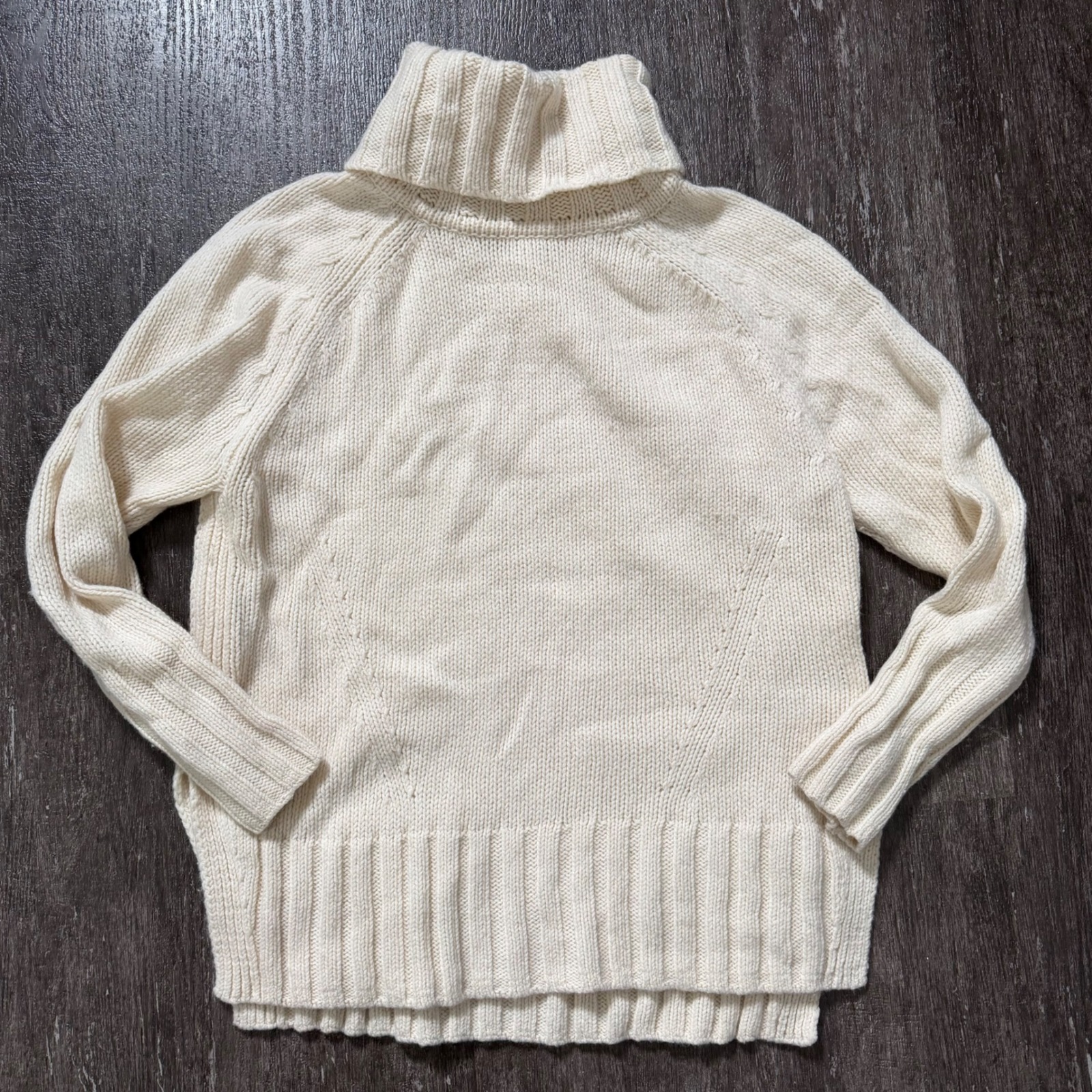 Reiss Cream Wool Cashmere Blend Turtleneck Sweater Womens Medium Split Side Hem